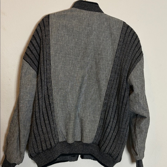 Vintage David Michaels Knit Bomber Jacket, Gray Black, L - Picture 5 of 8